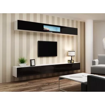 Armadietto Cama VIGO 90 chiuso 90/35/32 bianco/nero lucido