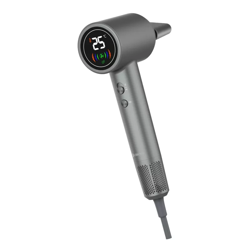 Asciugacapelli DENVER HDD-1400DGR 1400 W, grigio, 110–240 V, cavo 1,8 m, 25–75 °C, 70×89×280 mm