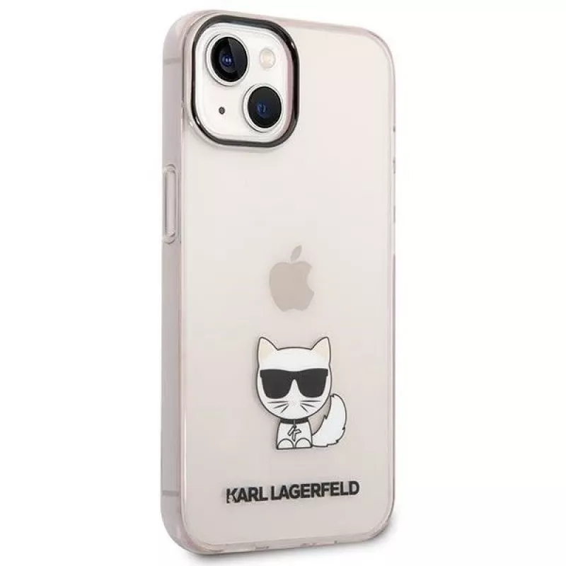Karl Lagerfeld KLHCP14MCTRI iPhone 14 Plus / 15 Plus 6.7 cover rigida rosa / rosa trasparente Choupette Body