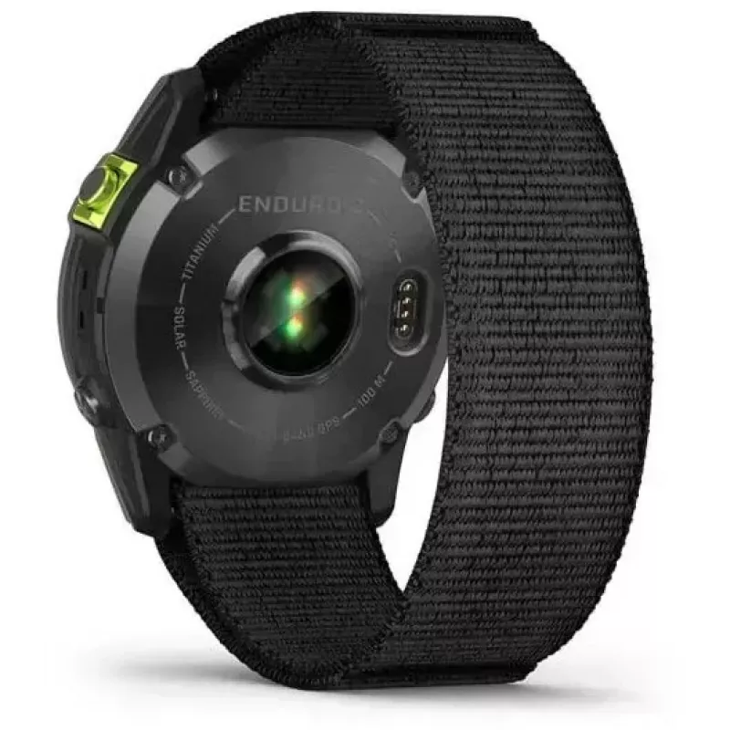 Orologio sportivo Garmin Enduro 2 Sapphire Solar 35 mm, schermo tattile MIP 1,4" 280 x 280, 32 GB, GPS, Wi-Fi, cassa in titanio DLC Carbon Grey, cinturino nero