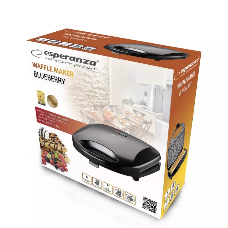 Macchina per waffle Esperanza EKT008 2 waffle 1000 W nero