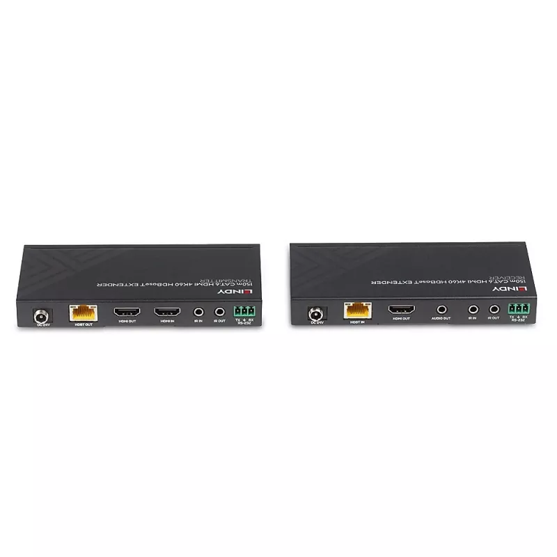 Lindy 38217 extender HDBaseT HDMI 4K60 su Cat.6 da 150 m, IR e RS-232, trasmettitore e ricevitore