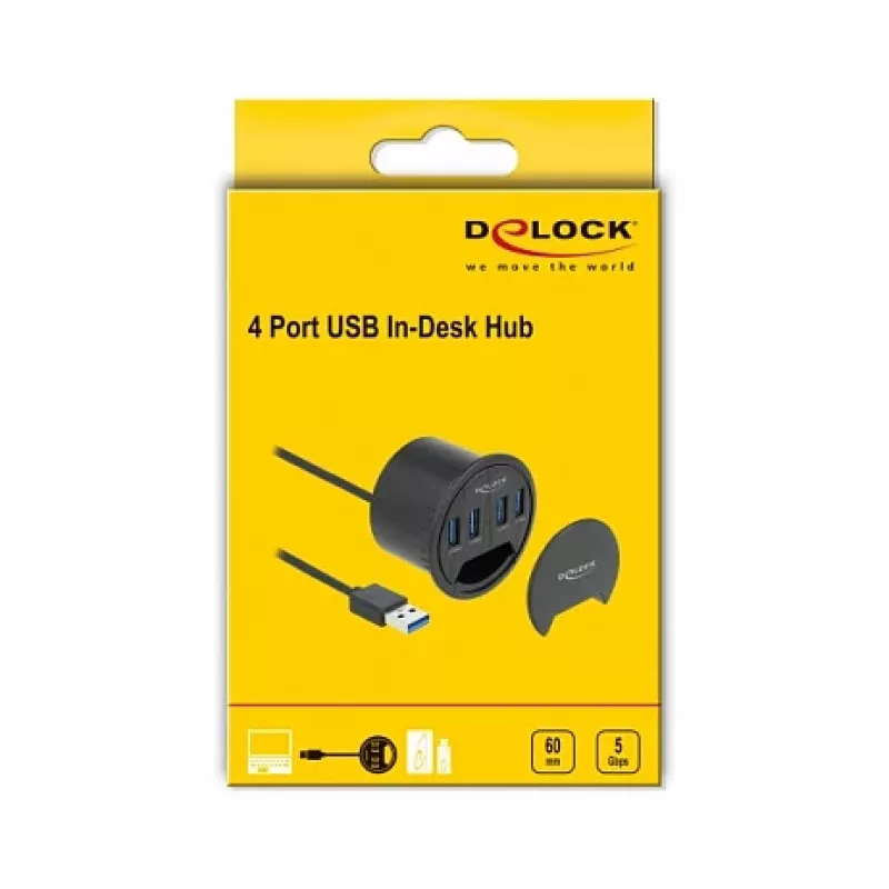 Hub USB DeLOCK 64153 Type-A 5000 Mbit/s nero