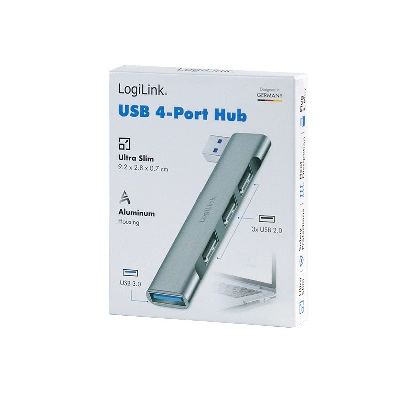 LogiLink Hub USB 3.2 Gen1 4 porte USB-A 1x USB3.0 AF 3x USB2.0 AF UA0436