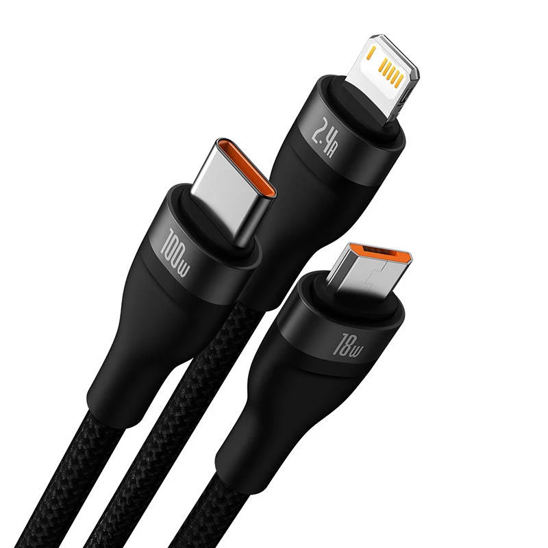 Cavo USB Baseus SUP0003351 1,2 m USB A USB C/Micro USB-A/Lightning nero