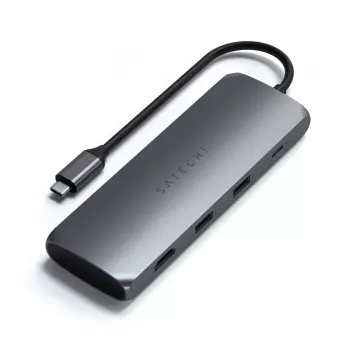 Hub multiporta Satechi USB-C Hybrid (adattatore 4-in-1), Space Grey, ST-UCHSEM