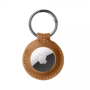 Custodia per AirTag FIXED FIXWAT-C2-BRW in vera pelle di vitello marrone — supporto protettivo in pelle per Apple AirTag
