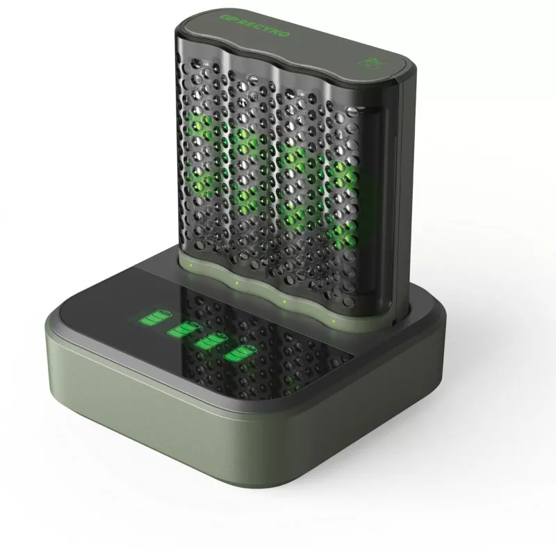 Docking station caricabatterie GP M452 per batterie ricaricabili NiMH Micro AAA, Mignon AA