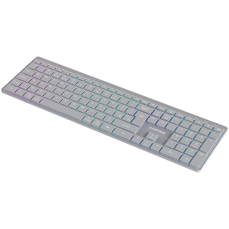 CANYON Tastiera HKB-W11 UK/US RGB dual mode wireless grigio