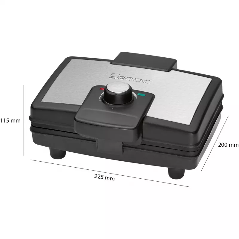 Clatronic WA 3606 macchina per waffle 2 waffle nero, acciaio inox 800 W
