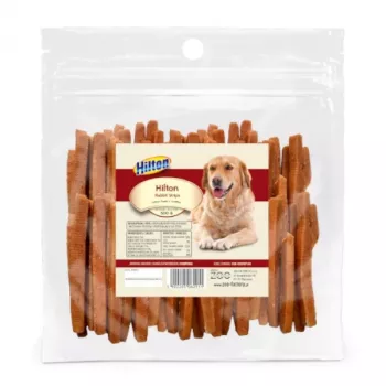 Hilton strisce di coniglio snack per cani 500 g — snack dietetici di carne di coniglio, sacchetto da 500 g, 30% proteine, 3% grassi