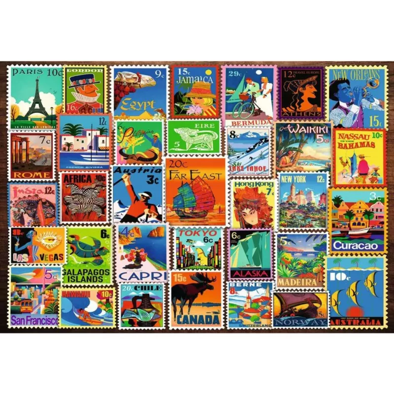 Puzzle Ravensburger Feel Well & Puzzle – Briefmarken, 200 pezzi