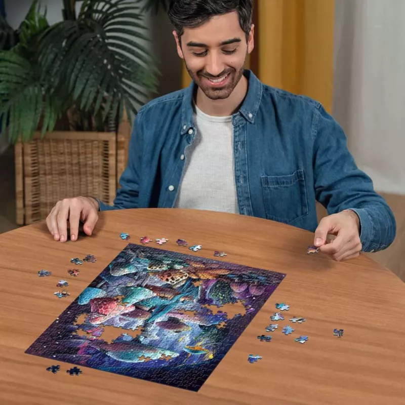 Puzzle Ravensburger Im Mondschein funghi luminosi, fosforescente, 500 pezzi