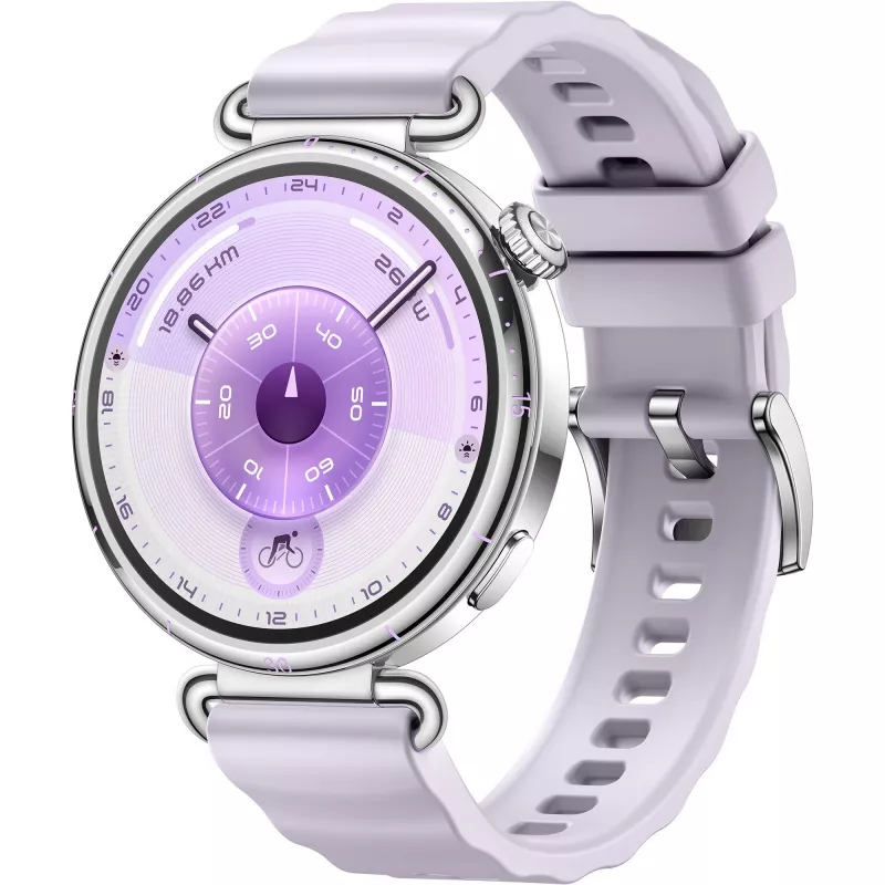 Huawei WATCH GT6 41 mm smartwatch, display tattile AMOLED 3,35 cm (1,32") 466 x 466, GPS, acciaio inossidabile, argento, cinturino in fluoroelastomero viola