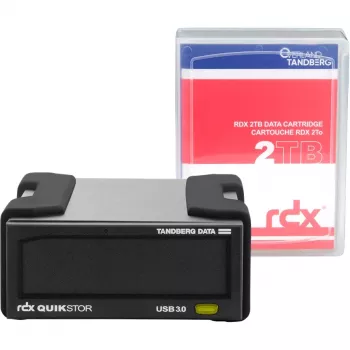 Kit unità RDX esterna Tandberg Data Overland-Tandberg O-T con HDD 2 TB, USB 3.2 Gen 1, sostenibile 260 MB/s, nero