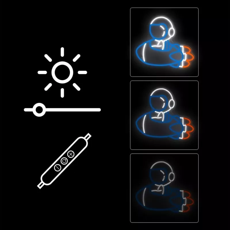 Lampada decorativa neon MANTA SNL90MT Style Neon Lights — motivo astronauta su razzo