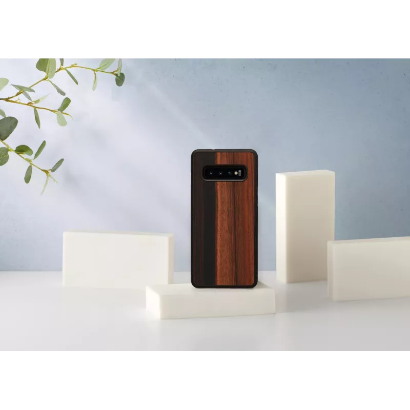 Custodia per smartphone man and wood per Samsung Galaxy S10 — ebano nero, retro in legno protettivo e paraurti