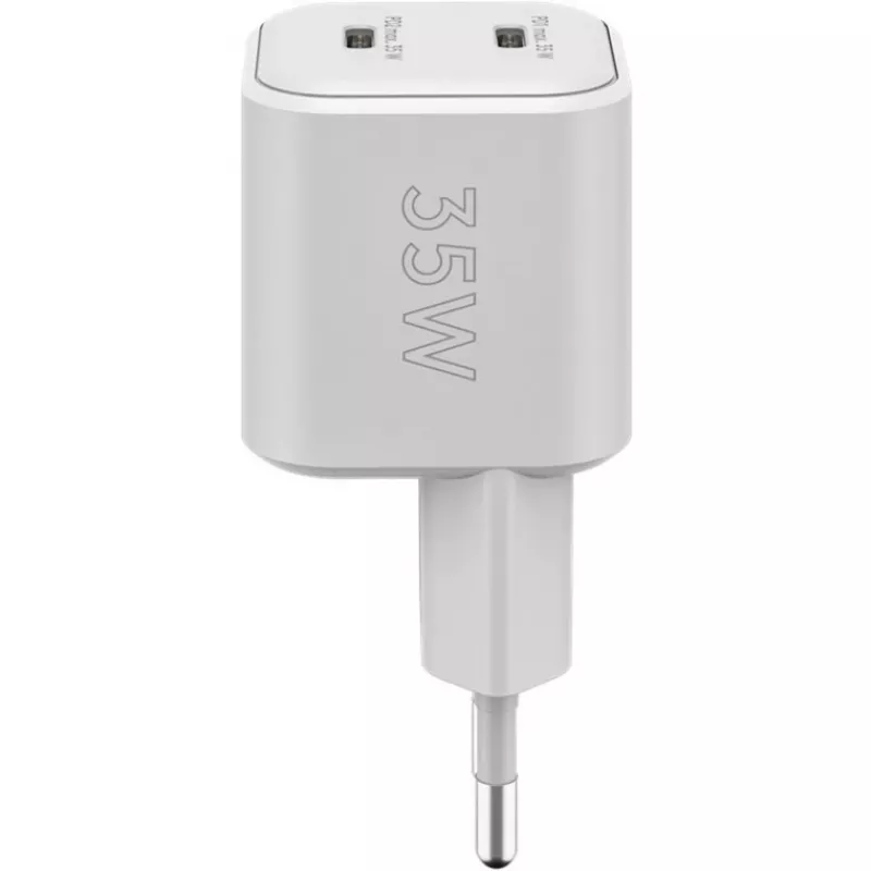 Caricabatterie dual-fast USB-C Nano, PD, GaN, 35 Watt (bianco, 2x USB-C, Power Delivery 3.0)