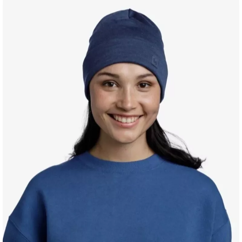 BUFF MERINO HEAVYWEIGHT BEANIE SOLID NIGHT blu