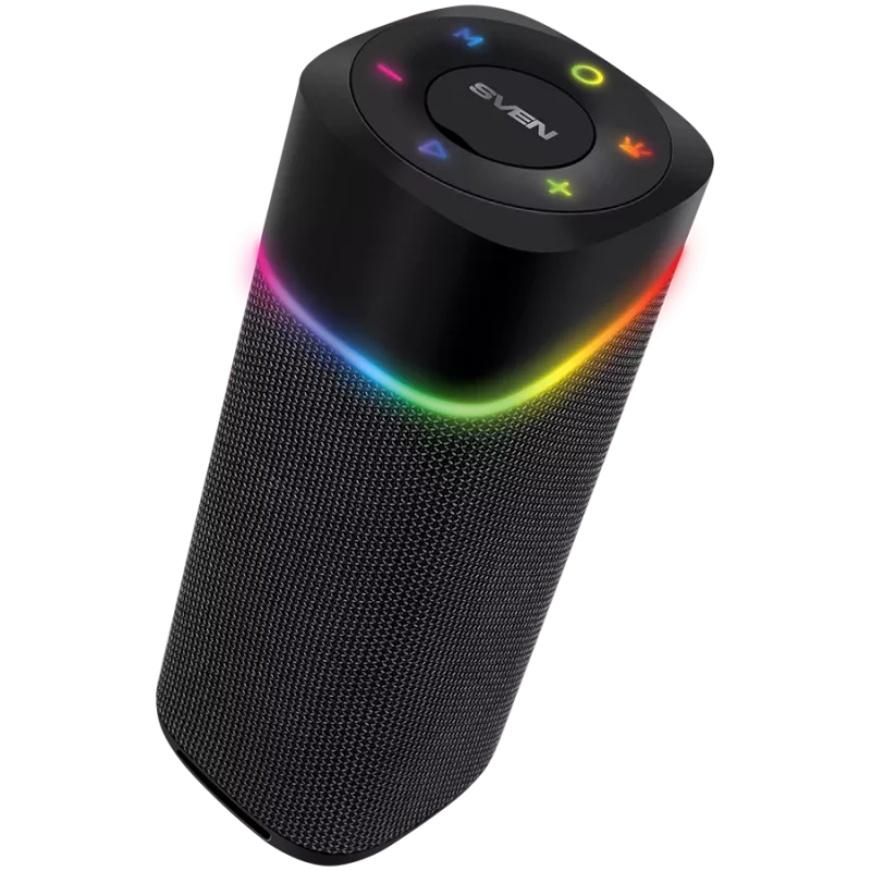 Cassa portatile 2.0 SVEN PS-155, nera, potenza in uscita 2x5 W (RMS), TWS, Bluetooth, FM, USB, batteria al litio
