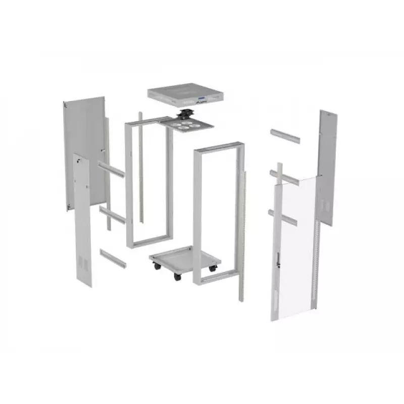 Armadio rack a pavimento LANBERG 19 pollici 32U 600×600 mm grigio con porte perforate e LCD (flat pack)