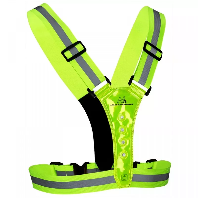 Gilet riflettente LED di sicurezza MACLEAN MCE425 – visibilità a 360°, taglia regolabile