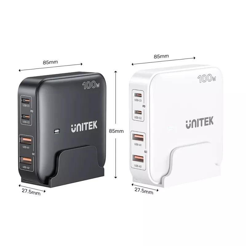 Caricabatterie da scrivania Unitek P1229ABK01-EU 100 W con 2× USB-A e 2× USB-C