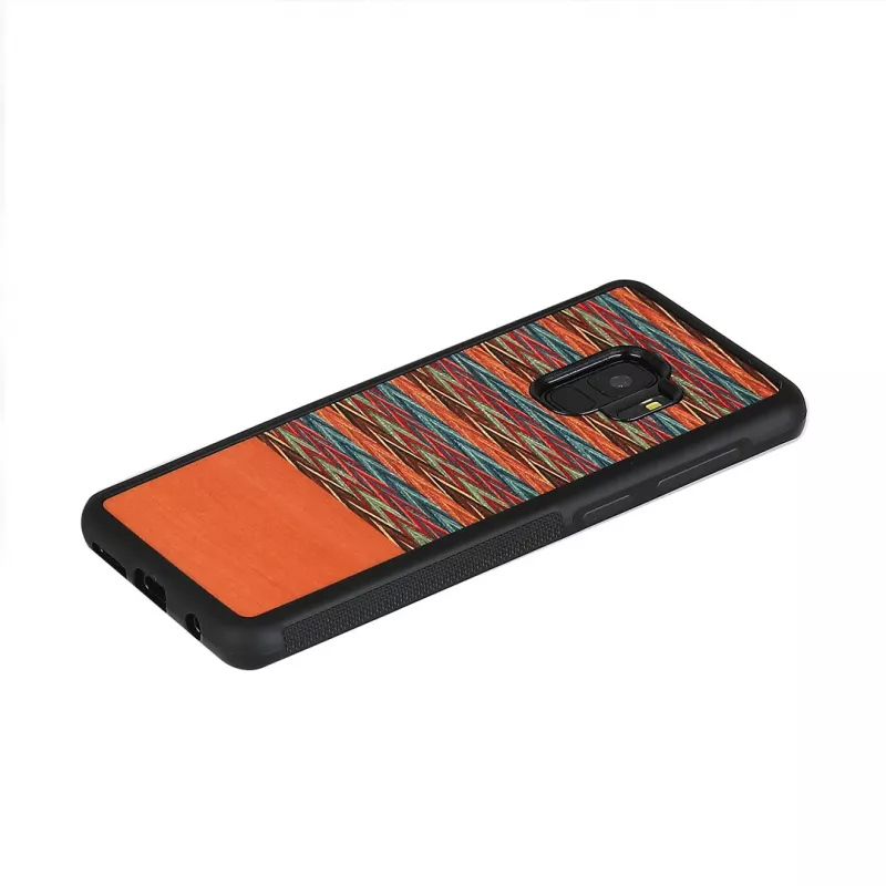 Custodia per smartphone man and wood per Galaxy S9 — motivo a scacchi marroni con bordo nero