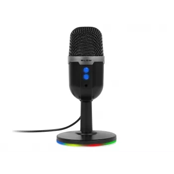 Microfono da studio BLOW con supporto LED — USB 2.0 cablato, 20–16000 Hz, sensibilità -50 dB, 237 g