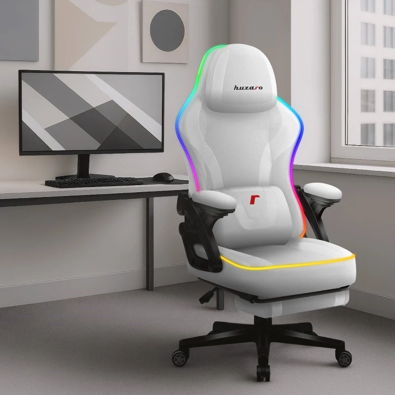 Sedia da gaming in mesh RGB bianca