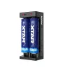 Caricabatterie per batterie Li-Ion XTAR a doppio slot per celle 18650, ingresso USB-C, 2 slot, nero, indicatori LED
