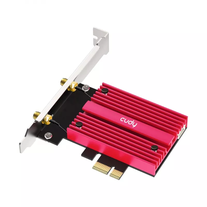 Scheda di rete WLAN Bluetooth interna Cudy WE9300S PCIe, Wi-Fi 7 (802.11be) tri-band 2.4/5/6 GHz, 5765 Mbit/s, Bluetooth 5.4, antenna esterna 2x2