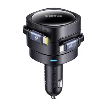 Caricabatterie da auto Baseus Enjoyment Max 60W con cavi USB-C e Lightning, ricarica rapida dual-port