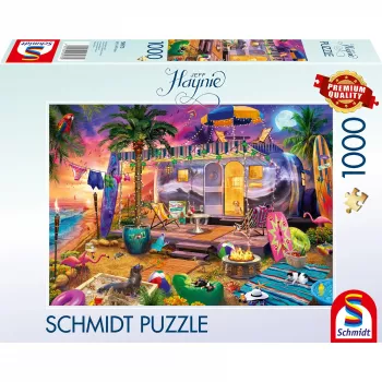 Puzzle Schmidt Spiele Jeff Haynie 1000 pezzi — Roulotte al mare, puzzle paesaggistico da 1000 pezzi