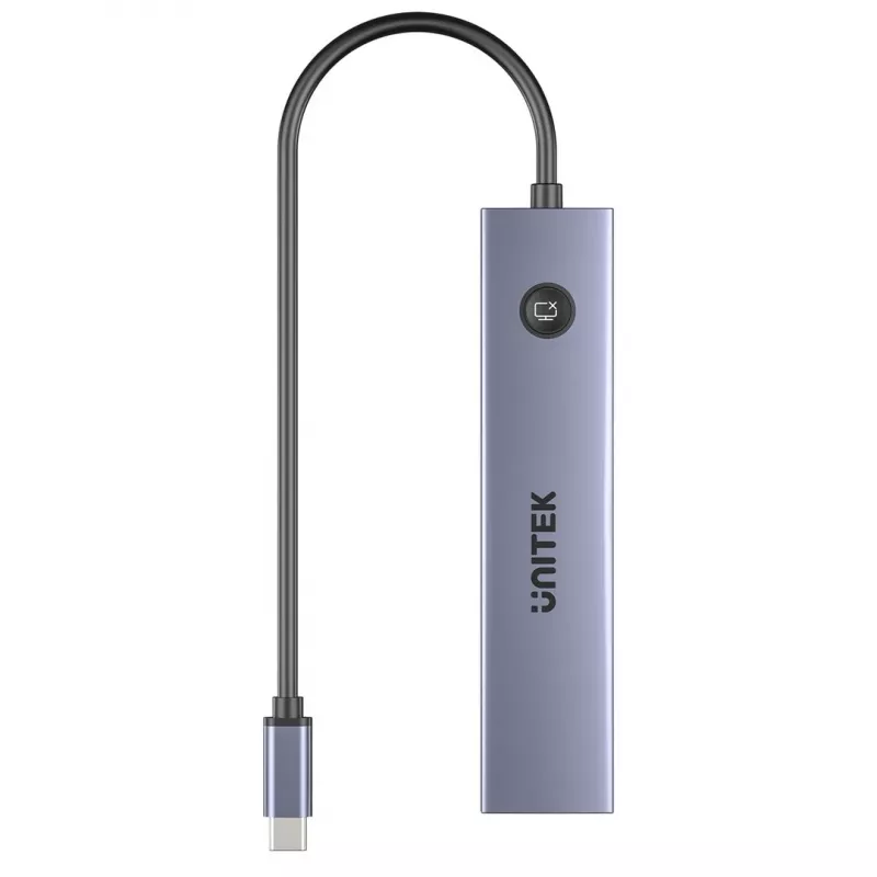 Hub USB-C Unitek H1124AGY01 con 100W PD, HDMI 2.0, 2x USB‑A, 2x USB‑C, lettore schede SD/microSD — alluminio