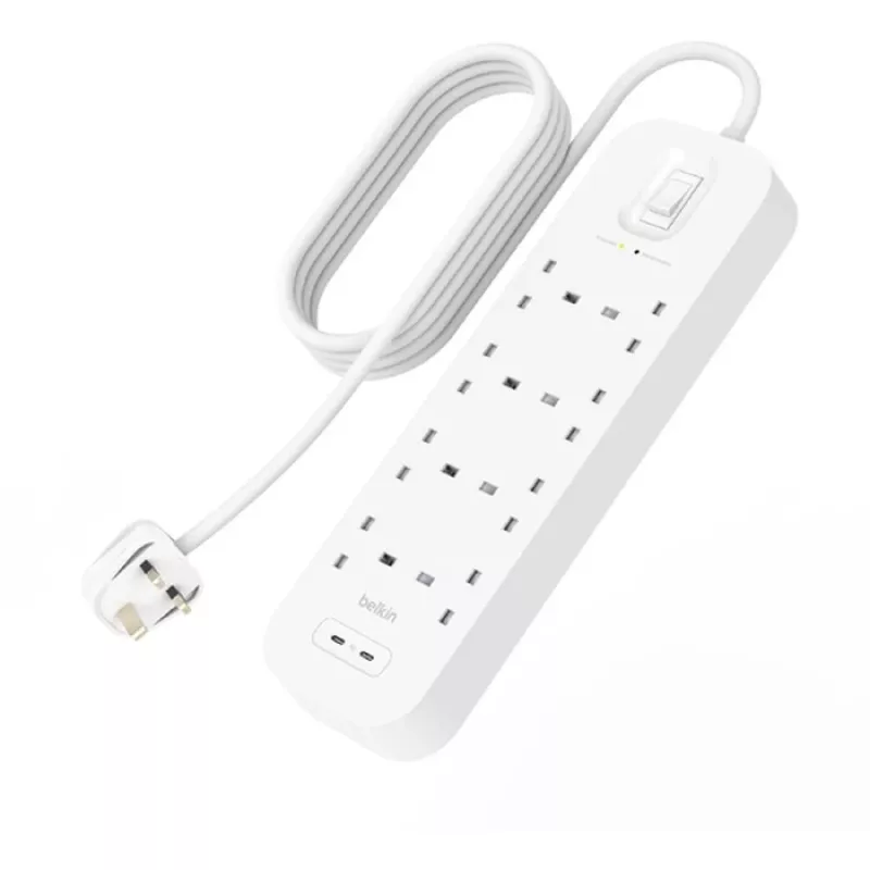 Protezione da sovratensione SurgePlus 8x Schuko 2xUSB-C 900J 2m