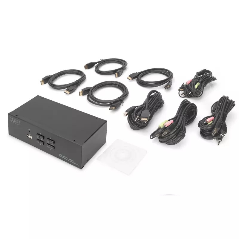 Switch KVM DIGITUS, 4 porte, doppio display, 4K, DisplayPort®