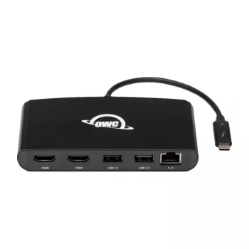 OWC Thunderbolt 3 Mini Docking Station, 5 porte, supporta due display 4K, porta Gigabit Ethernet, cavo integrato