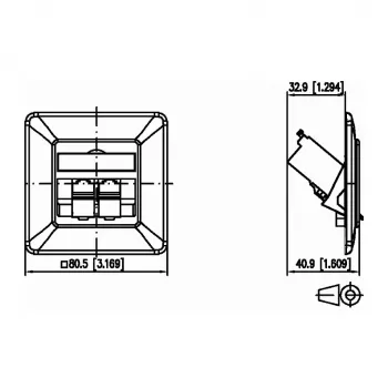 METZ CONNECT BTR E-DAT Modul 8/8(8) UP - presa di connessione, da incasso - RJ-45 X 2 - bianco puro, RAL 9010 (1309121002-E)