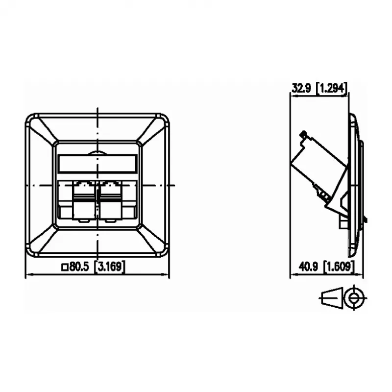 METZ CONNECT BTR E-DAT Modul 8/8(8) UP - presa di connessione, da incasso - RJ-45 X 2 - bianco puro, RAL 9010 (1309121002-E)