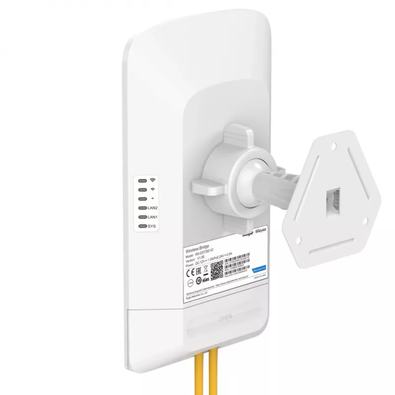 Ruijie Reyee RG-EST350 V2 bridge wireless 5 GHz 802.11ac dual-stream, 867 Mbps, 5 km, 15 dB, PoE, bianco