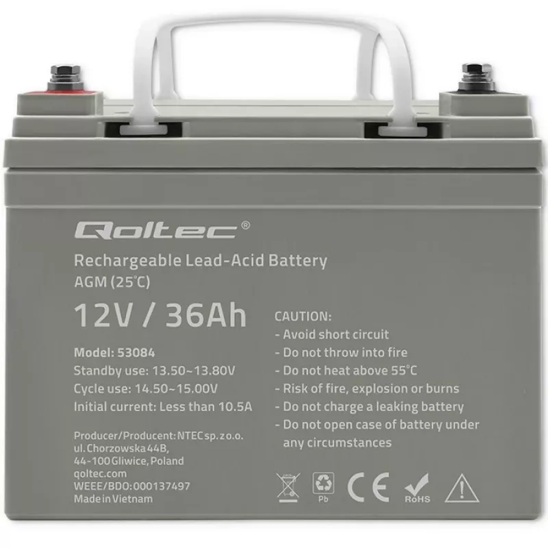 Batteria sigillata AGM per UPS QOLTEC 53084 12V 36Ah LongLife