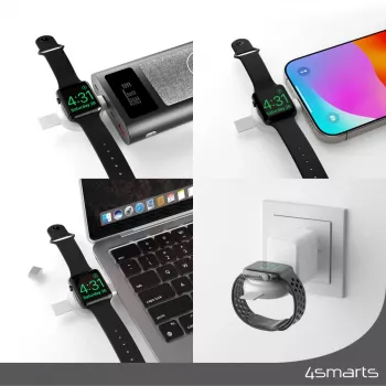Caricabatterie 4smarts QI2 smartwatch argento USB ricarica rapida wireless
