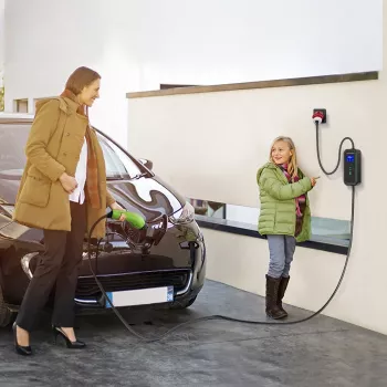 Caricabatterie mobile EV Qoltec regolabile 2in1 Type2 | 11kW | CEE 5 PIN | LCD | 3 fasi | portatile | wallbox | 5m