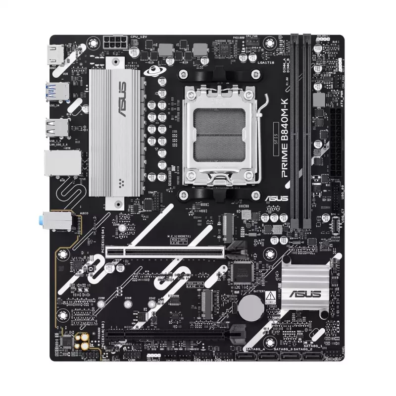 Scheda madre ASUS PRIME B840M-K — AMD B840, socket AM5, micro ATX, DDR5, 2 DIMM, 128 GB, 2.5 GbE, M.2, SATA III