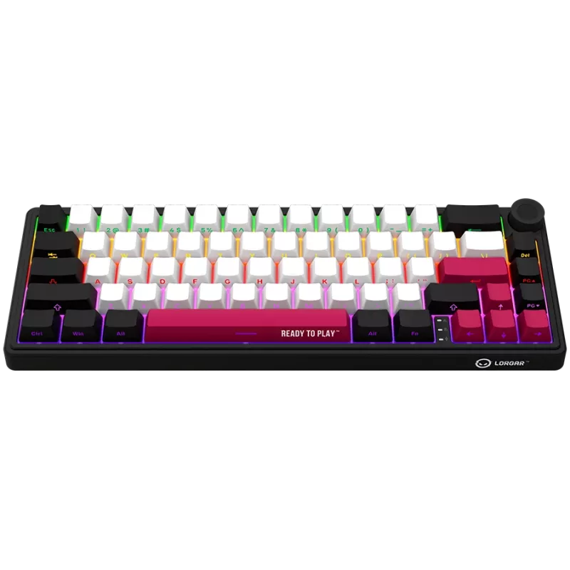 LORGAR KBP70MW, tastiera da gaming meccanica wireless 65% Pro, nero/rosso, layout EN