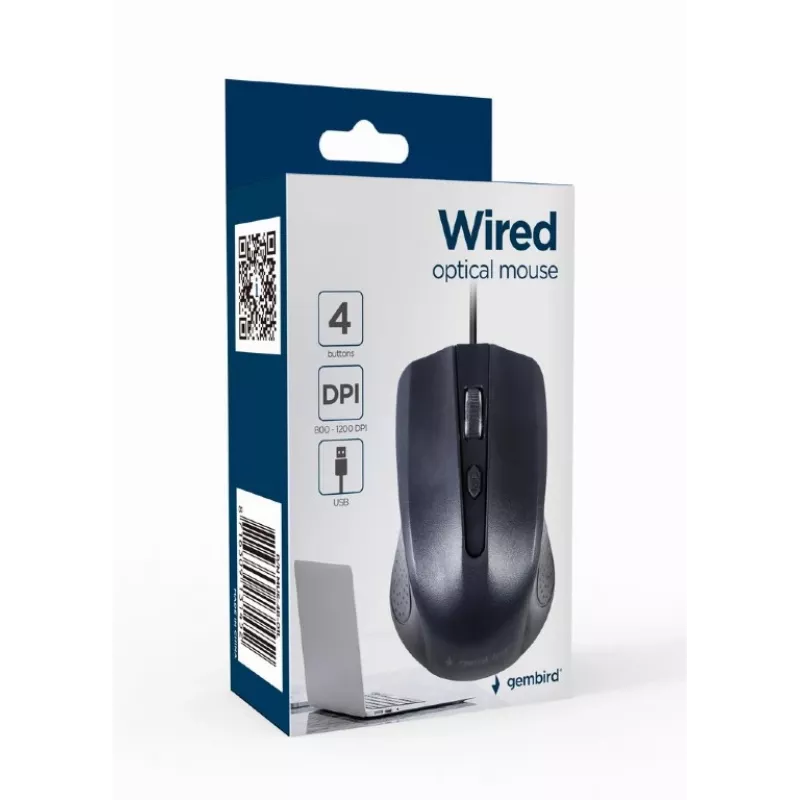Mouse ottico nero USB cavo 1,8 m