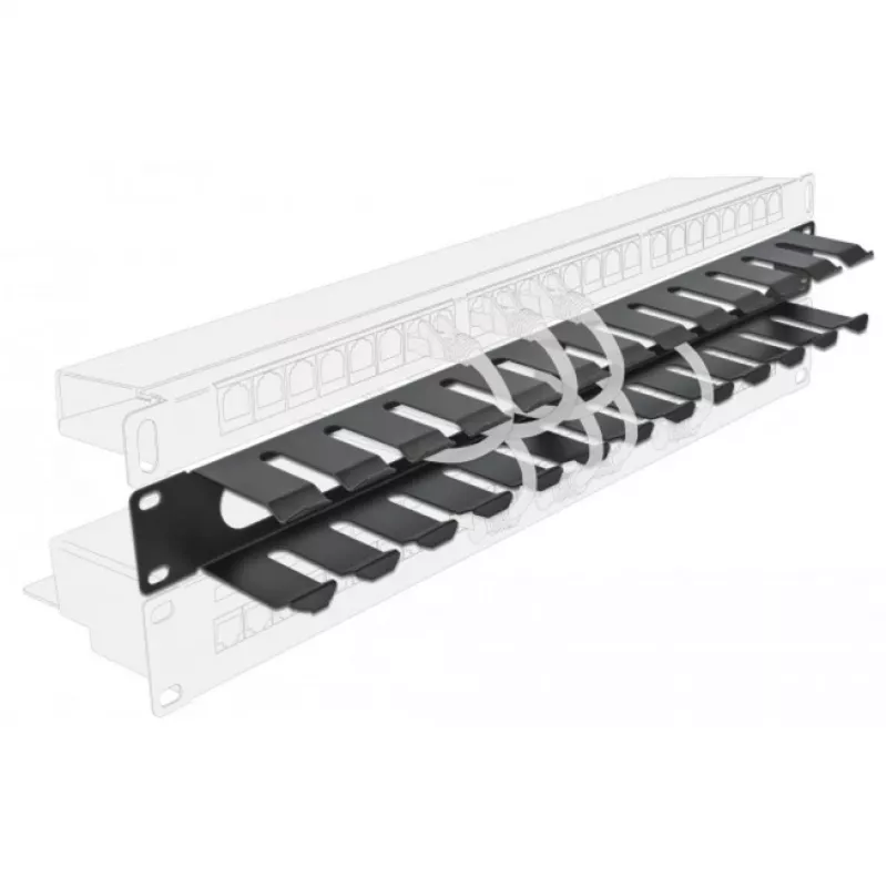 Pannello di gestione cavi DeLOCK 19 pollici 66550 nero 1HE
