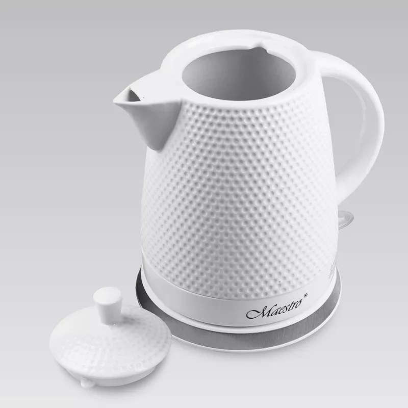 Maestro MR-069-WHITE Bollitore elettrico in ceramica, 1,5 L, 1500 W, bianco
