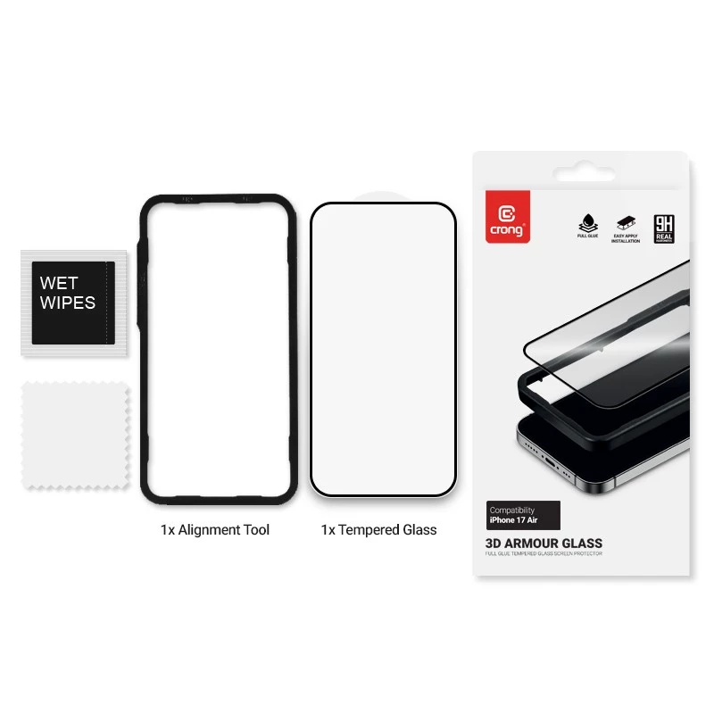 Cornice di montaggio per vetro temperato per iPhone Air — Crong CRG3DAGIP1766A
